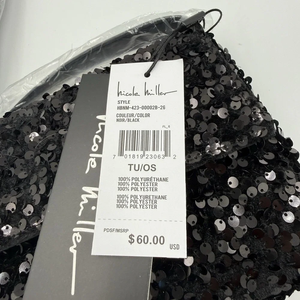 Nicole Miller Black‎ Sequin Shoulder Bag NWT Evening Party Crossbody Adjustable